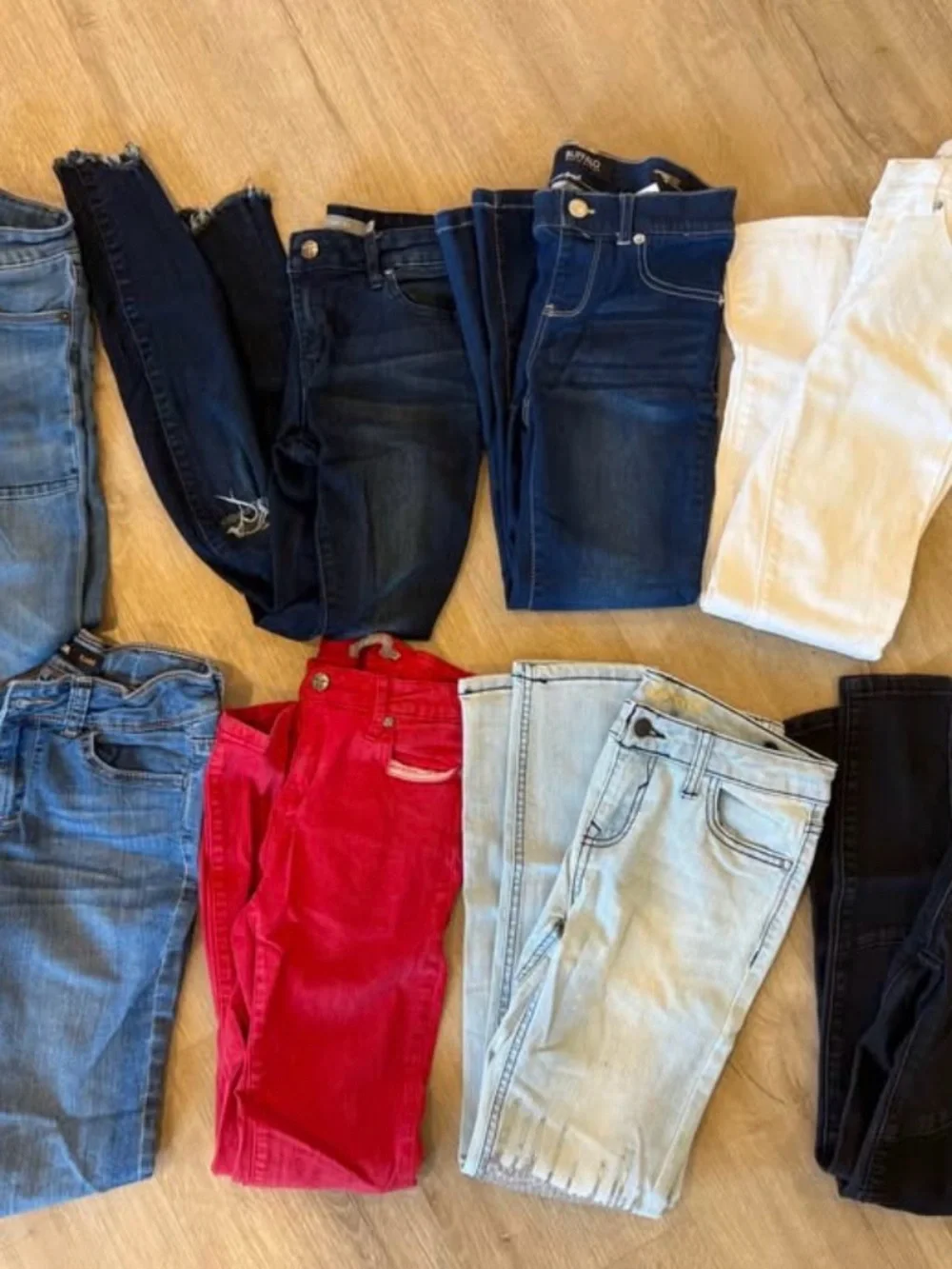 Assorted Jeans Bundle with Red and Light Wash Denim